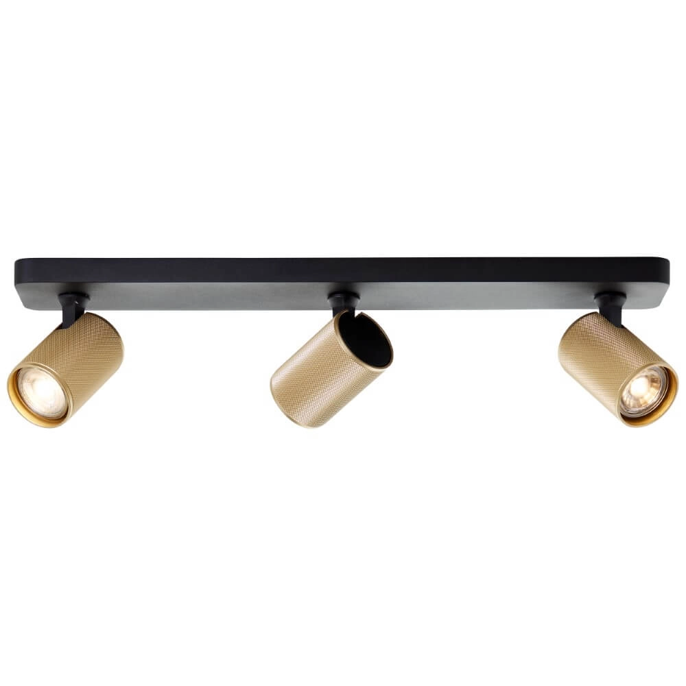 3-light surface-mounted spotlight Marty black with gold