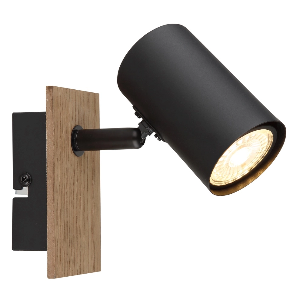 Wall lamp Linca black with wood