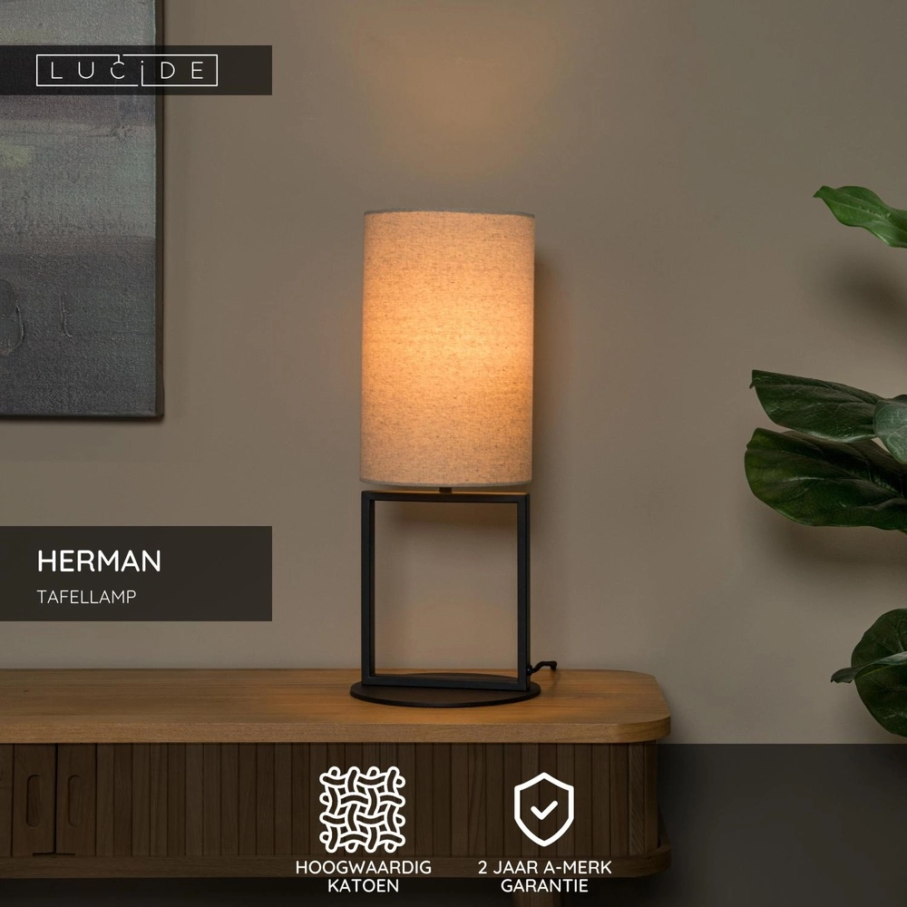 Table lamp Herman sand brown Lucide 5411212303394
