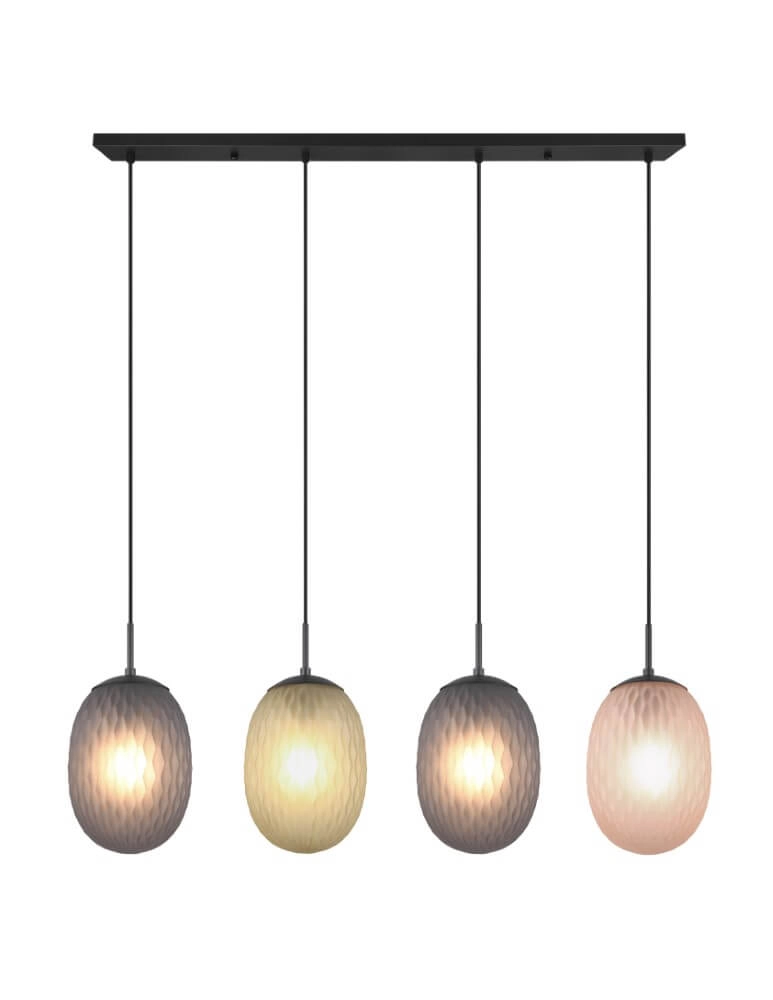 4-light pendant lamp Facette with ribbed colored glass Trio 4017807616842