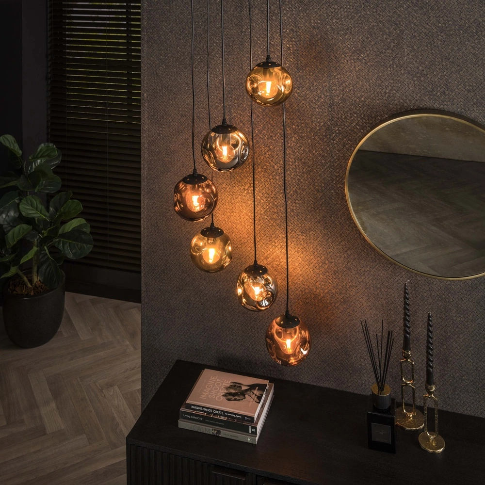 Glass pendant lamp Stellar 6-lights - Ø 15cm