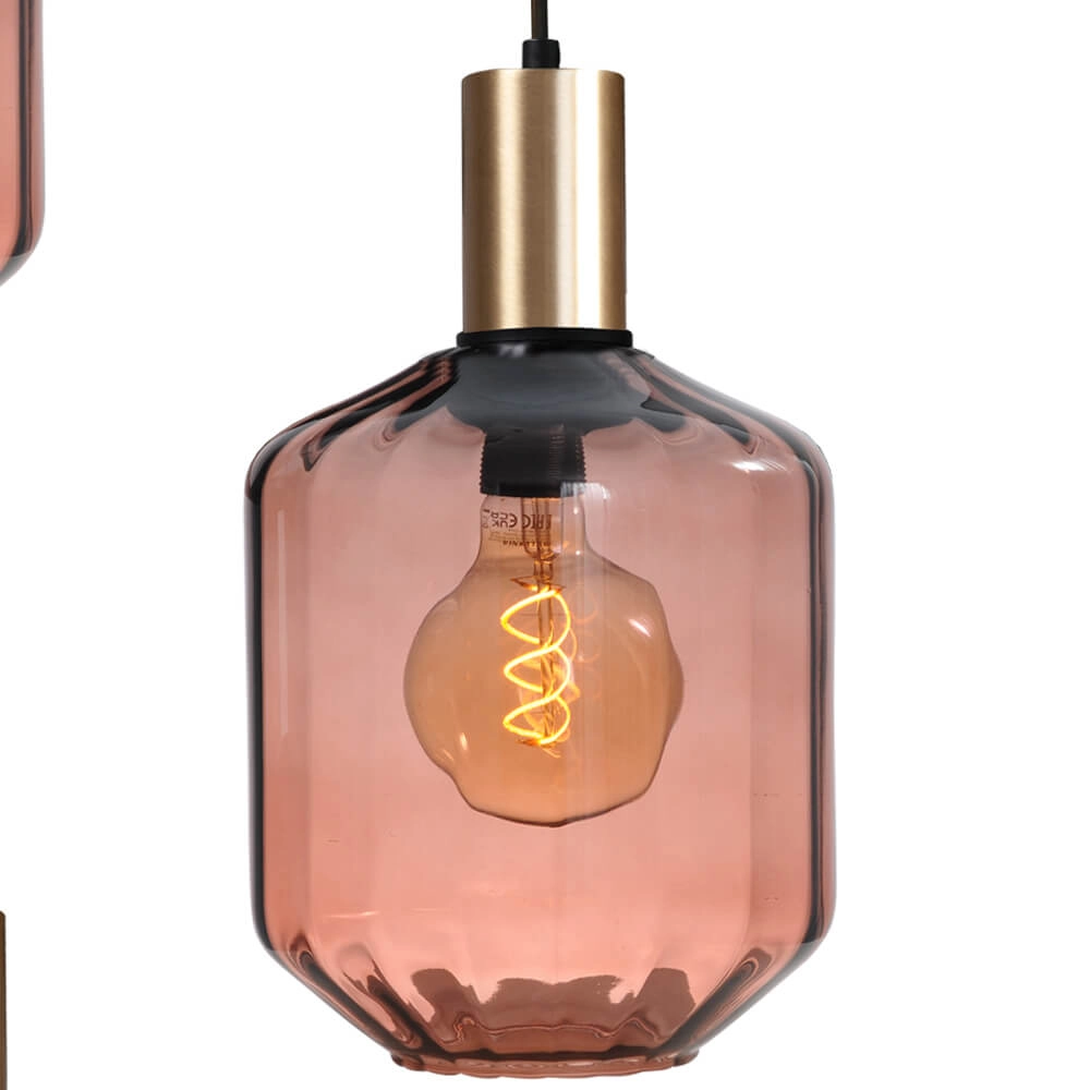 3-light loft hanging lamp - gold - Porto with Jagger red glasses - Ø 24cm Masterlight 8718121270838