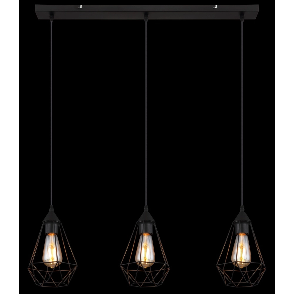 3-light pendant lamp Zachary Black Globo 9007371447909