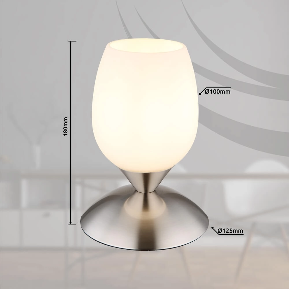 Table lamp Kuwaita nickel with white glass Globo 9007371446988