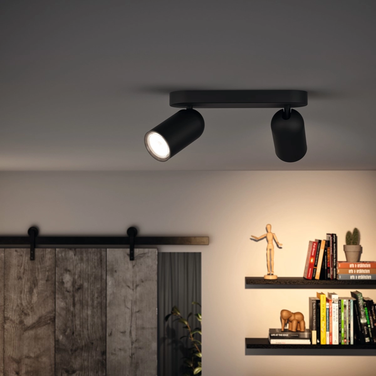 Lamp Pongee 2-light black Philips 8718696164815