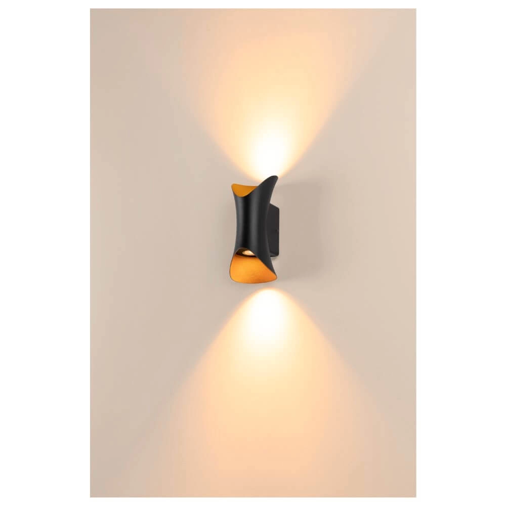 Large led up & downlighter Modela black with gold SLV 4024163289153