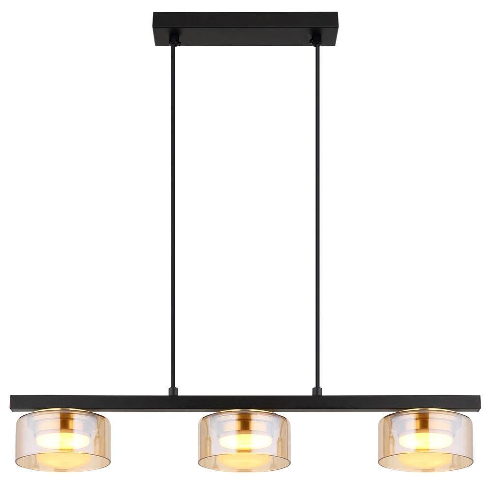 Design pendant lamp Higgins black with amber glass Globo 9007371531813