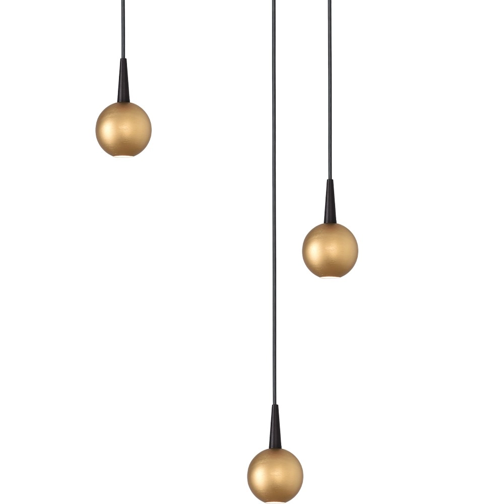 3-light pendant lamp Talana black with gold Ø 17cm DTW Masterlight 8718121348629