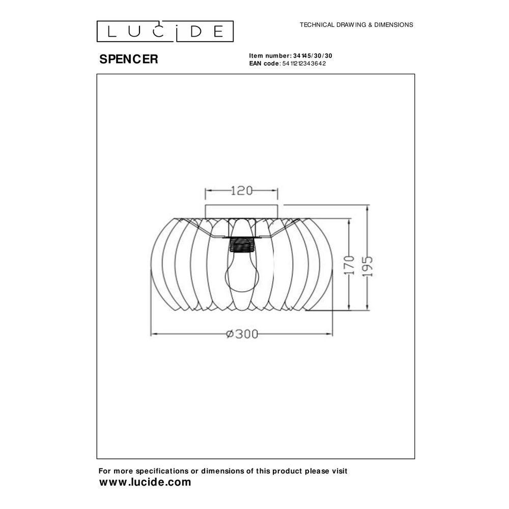 Ceiling lamp Spencer Ø 30cm black Lucide 5411212343642
