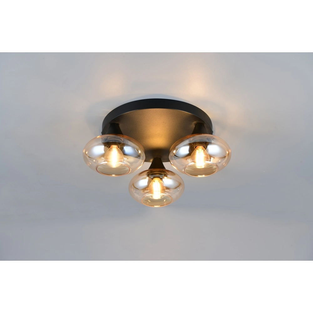 Ceiling lamp Divina black with amber glass Trio 4017807667363