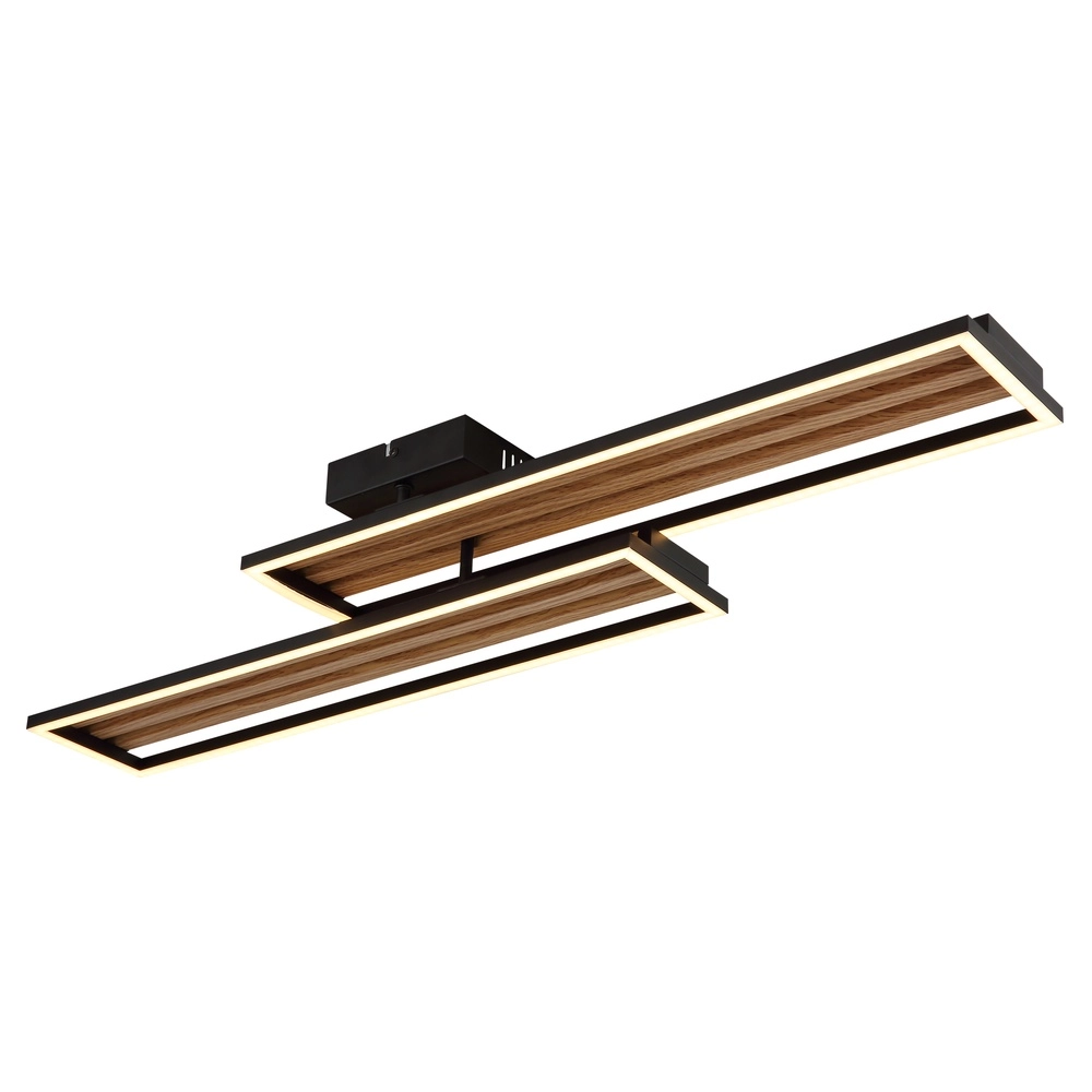 Modern ceiling lamp Dakari I black with wood 90cm