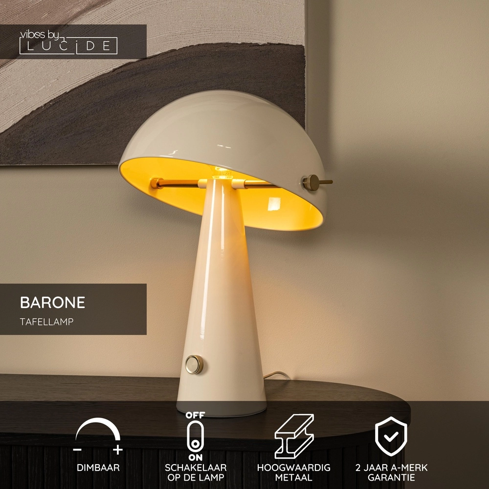 Table lamp Barone taupe Ø 38cm Lucide Vibes 5411212650115