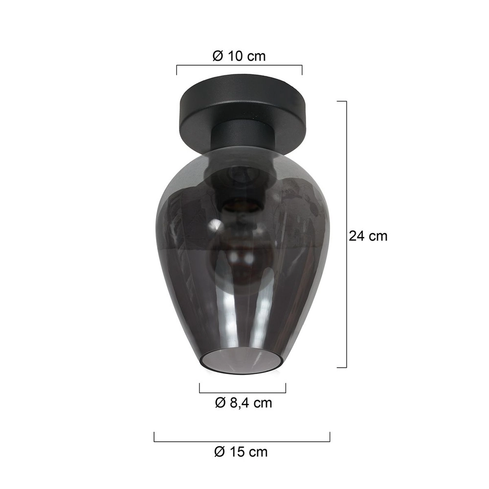 Ceiling lamp Bloeba smoke glass Ø 15cm Steinhauer 8712746181074