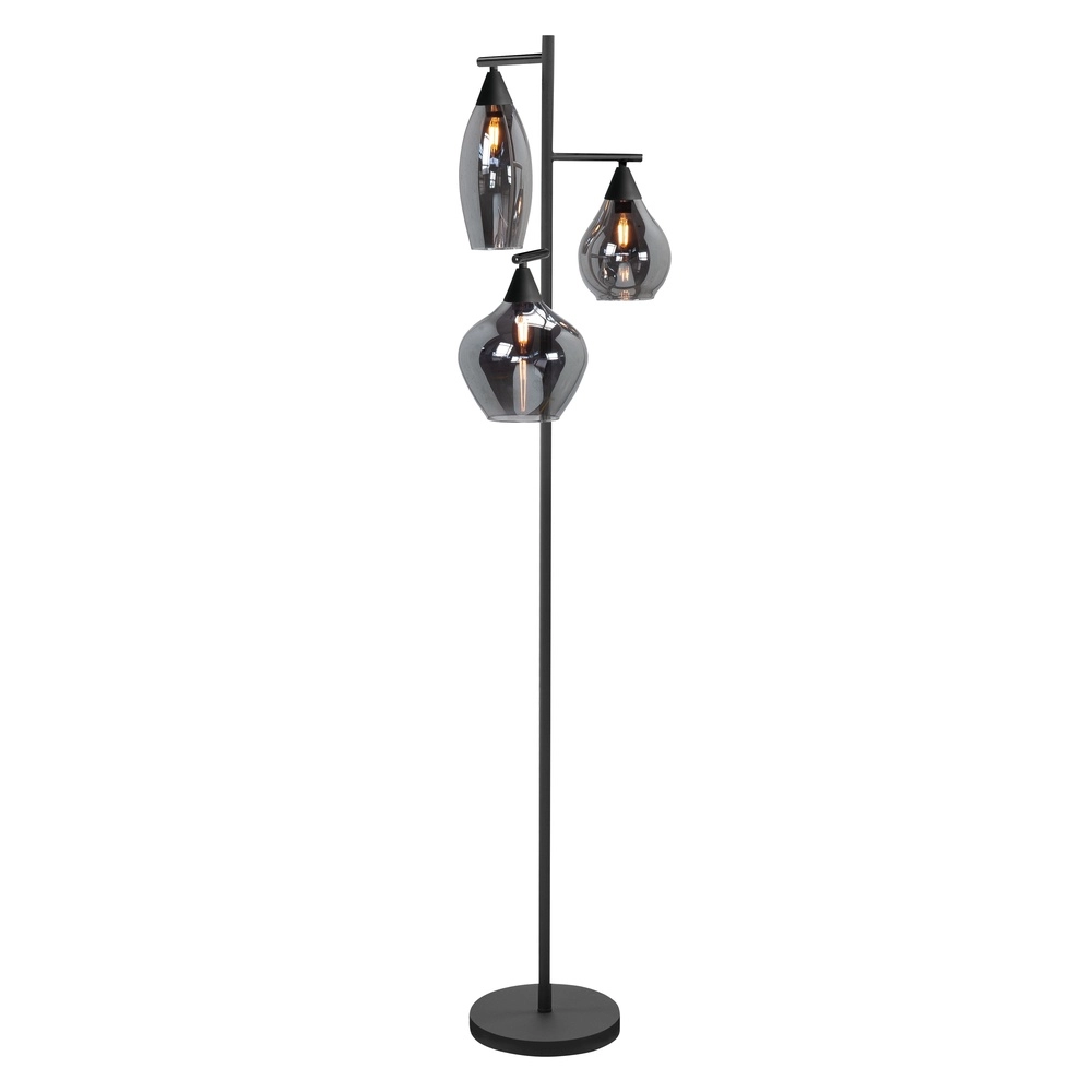 Floor lamp Cambio Black 3-light smoke glass