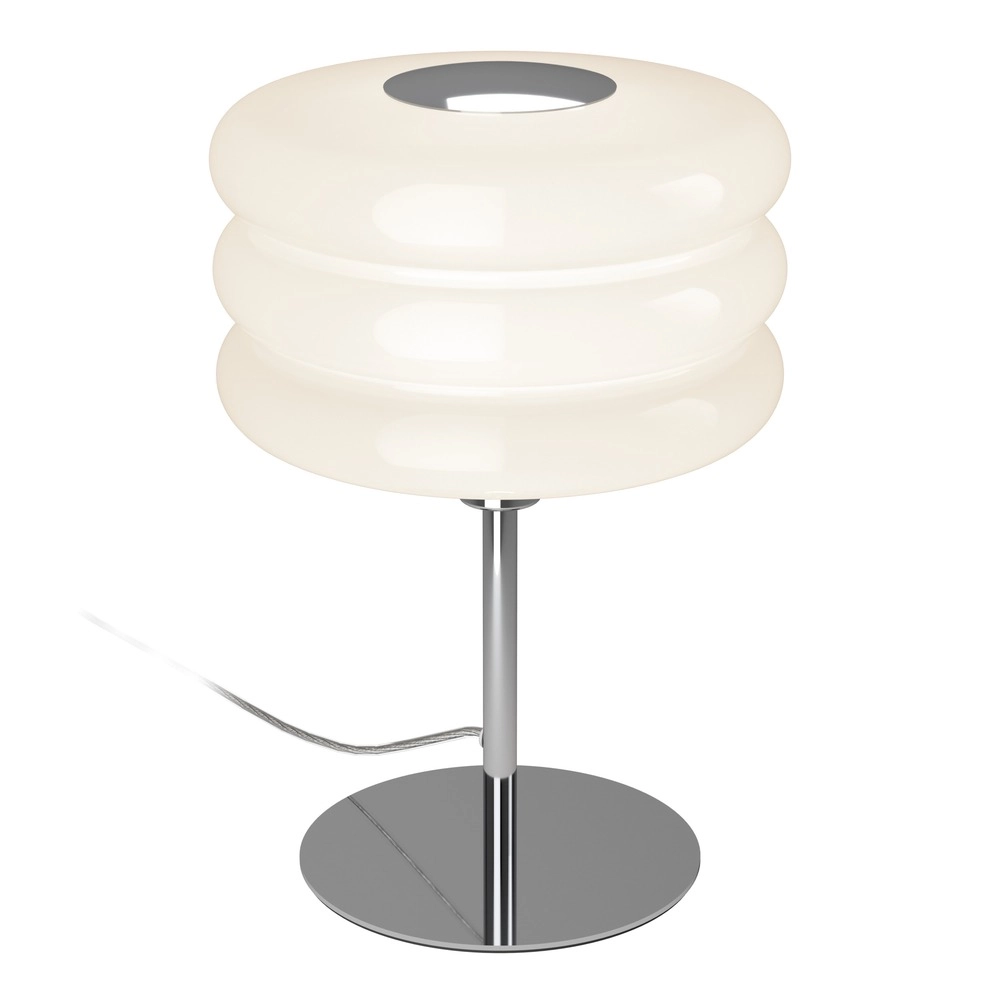 Design table lamp Tortora chrome with white Ø 20cm