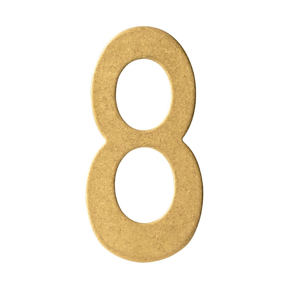 House number 8 Numbra 15cm brass tumbled