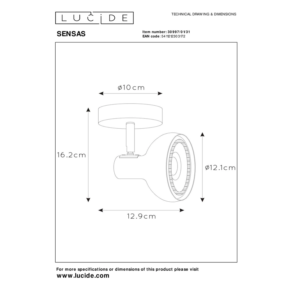 Ceiling lamp Sensas white design GU10 ES111 Lucide 5411212303172