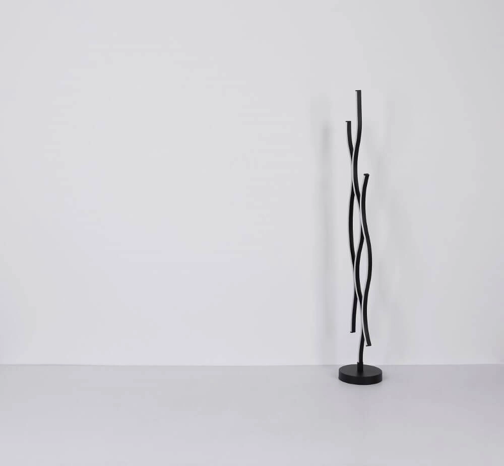 Floor lamp Geronimo black with wood Globo 9007371457045