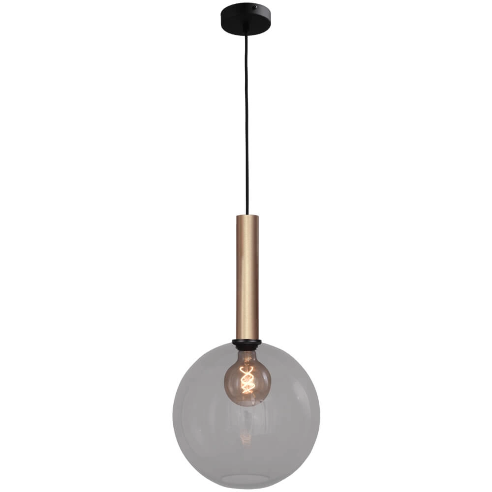 Hanging lamp Ø 30cm Bella 2 Brass gold with smoke glass