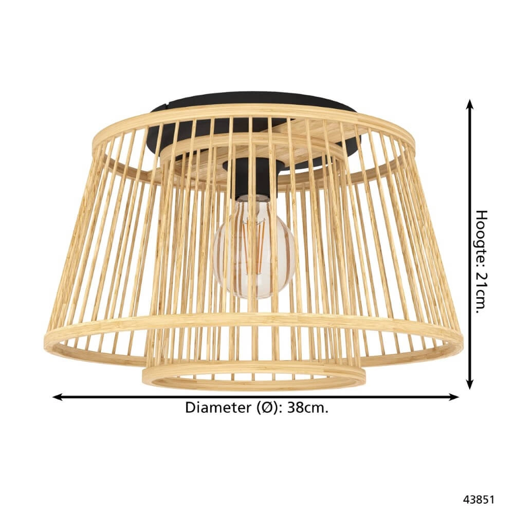 Wooden ceiling lamp Hykeham Ø 38cm Eglo 9002759438517