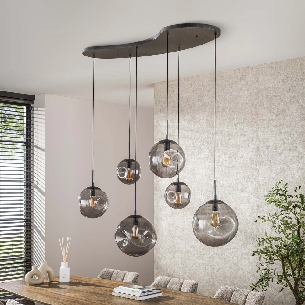 6-light pendant lamp Stellar with organic ceiling plate Lyora 8716803511729