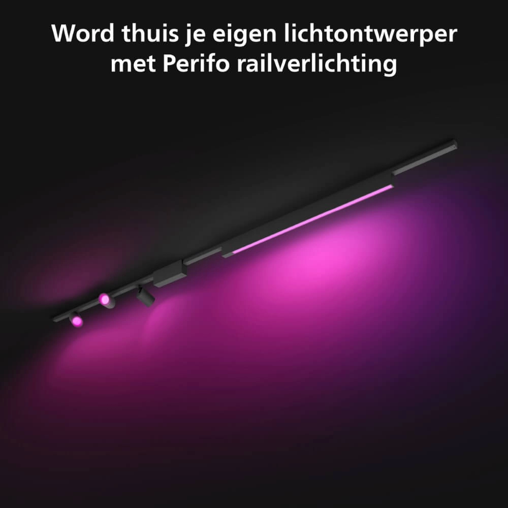 Hue Perifo - White and color set of 3 spots and bar black Philips 8719514407800