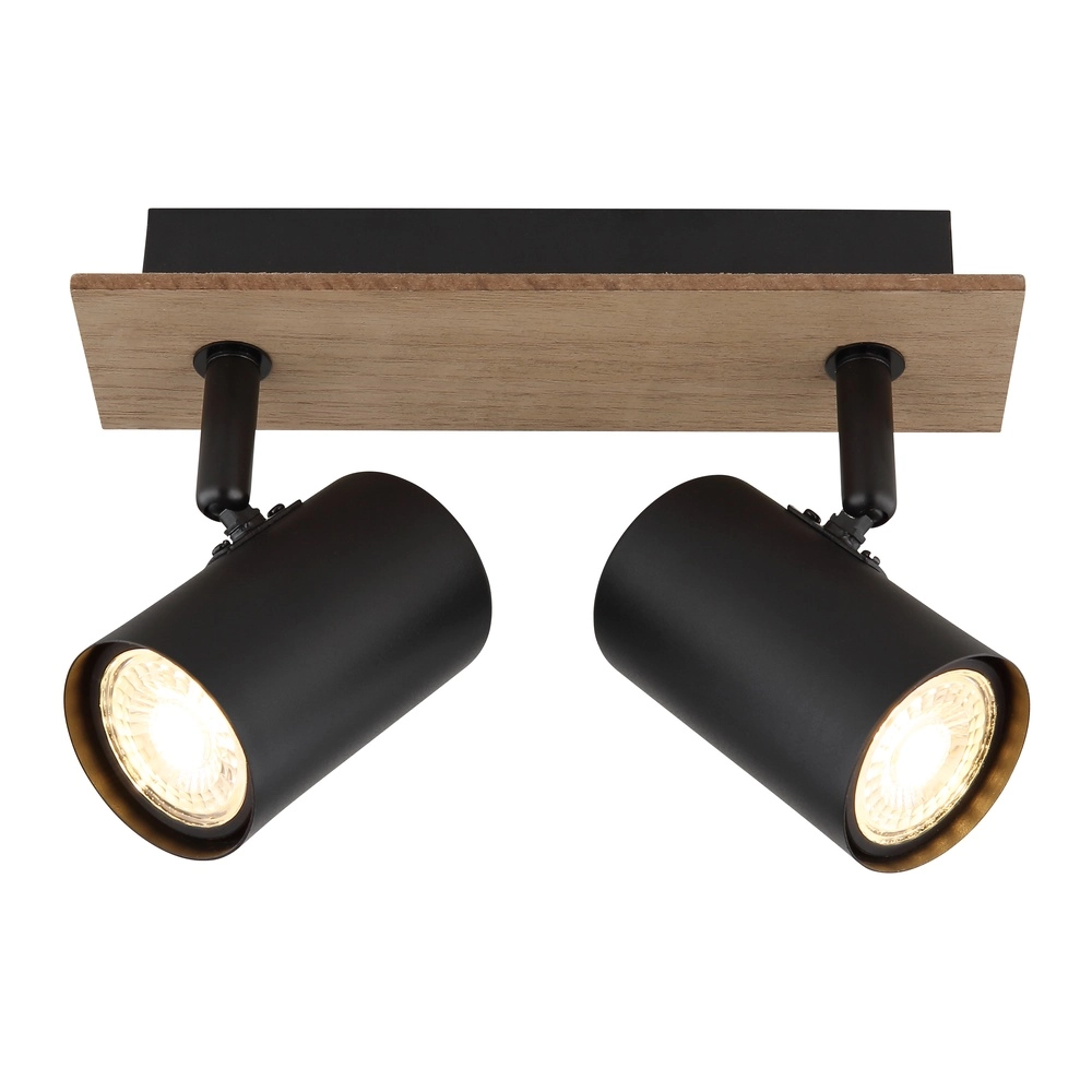 Ceiling lamp Linca 2-light black with wood Globo 9007371452941