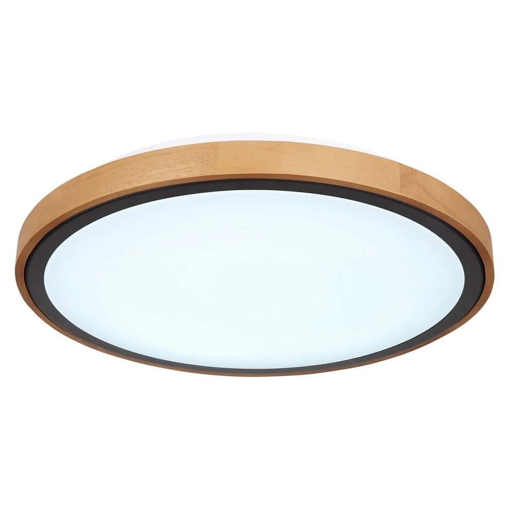 Ceiling lamp Bruno Ø 43.7 black with wood Globo 9007371436484