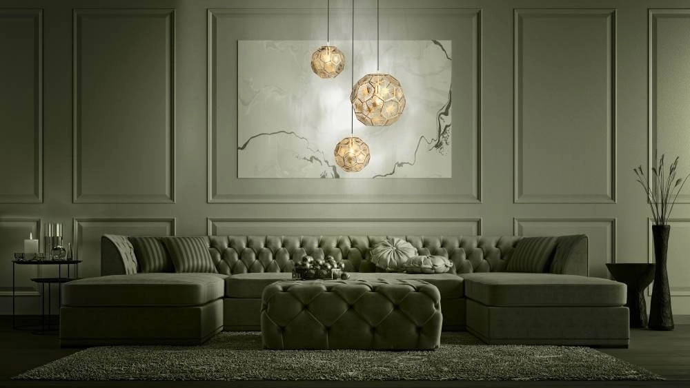 Gold hanging lamp Skoura loft - 3-light Stars of Light 9002759397586