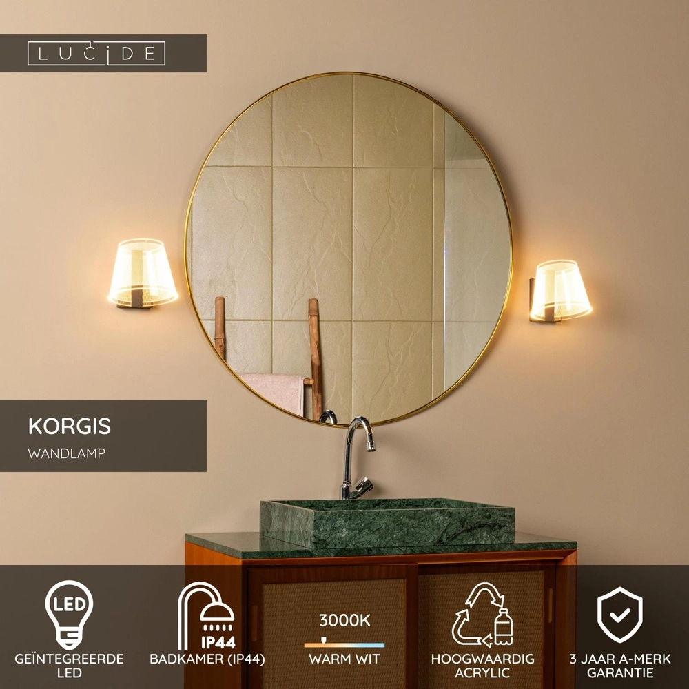 Wall light for bathroom Korgis IP44 Lucide 5411212040602