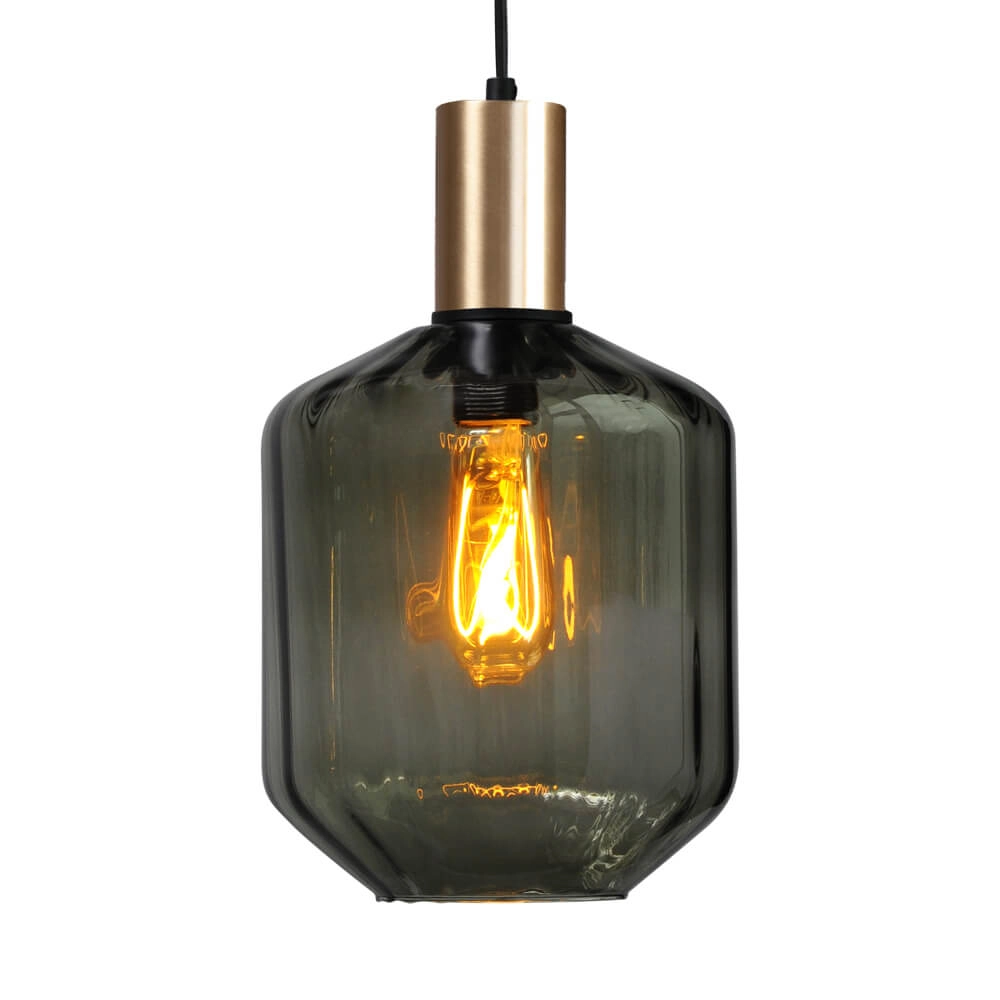 Hanging lamp gold Porto with Jagger green glass - Ø 19cm
