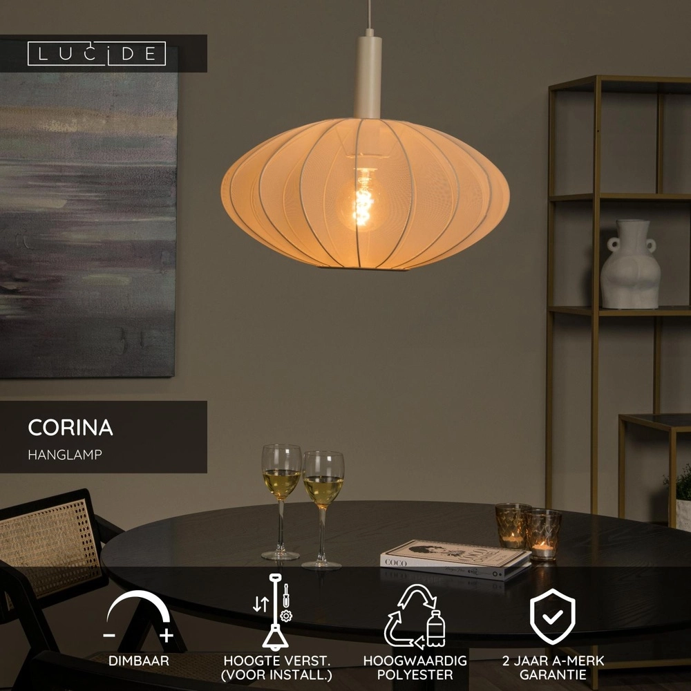 Pendant lamp Corina sand brown Ø 50cm Lucide 5411212032010