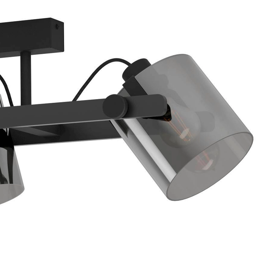 4L ceiling light Hornwood 2 black with smoke glass Eglo 9002759436711