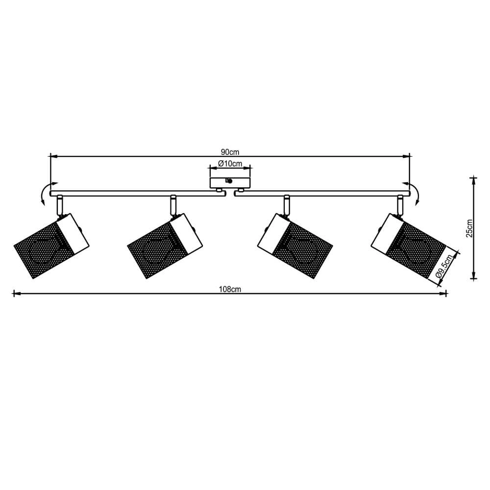 Black ceiling lamp Kamolo 4x E27 Brilliant 4004353409431