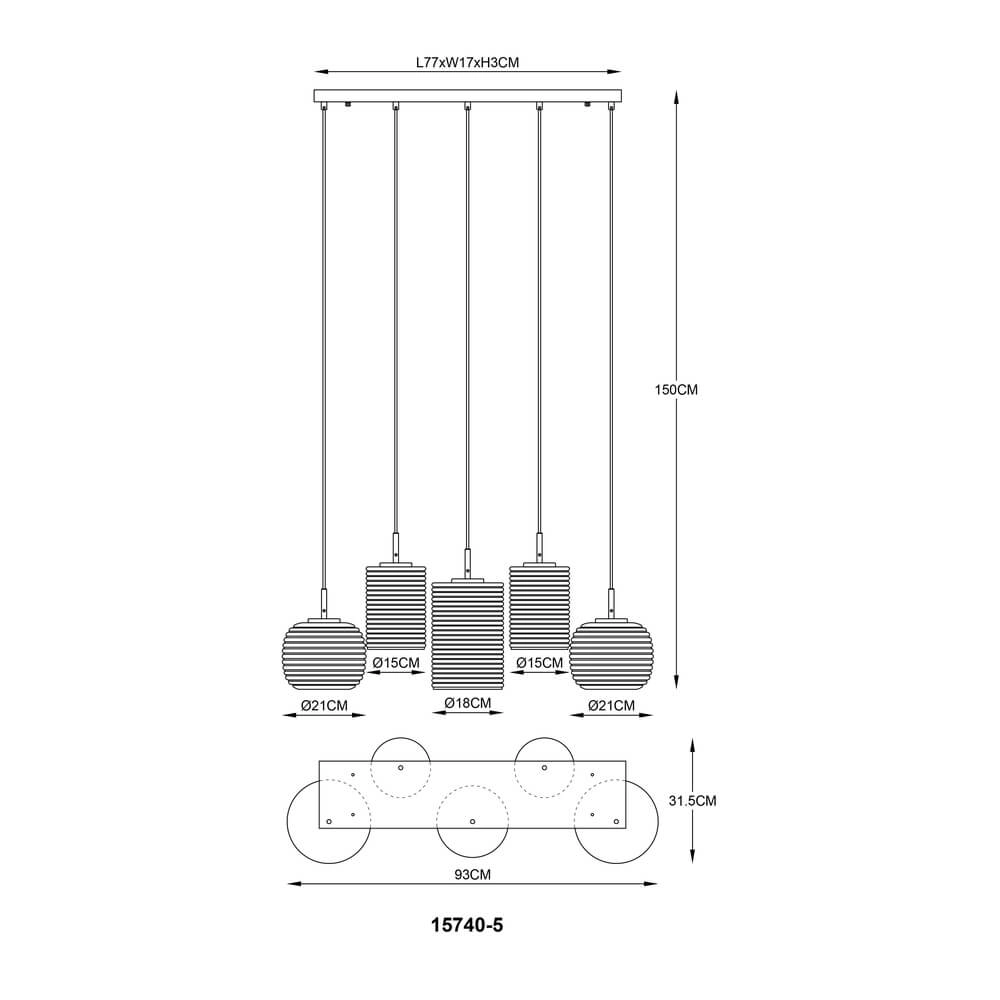 Pendant lamp Lampigna 5-light Globo 9007371449880