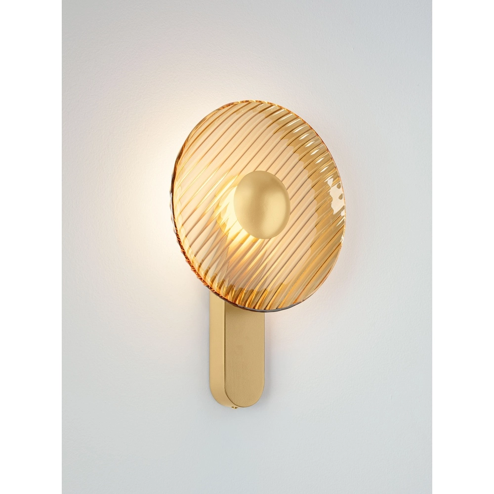 Design wall lamp Lavina gold with amber glass Ø 25cm Lyora 5212063501393