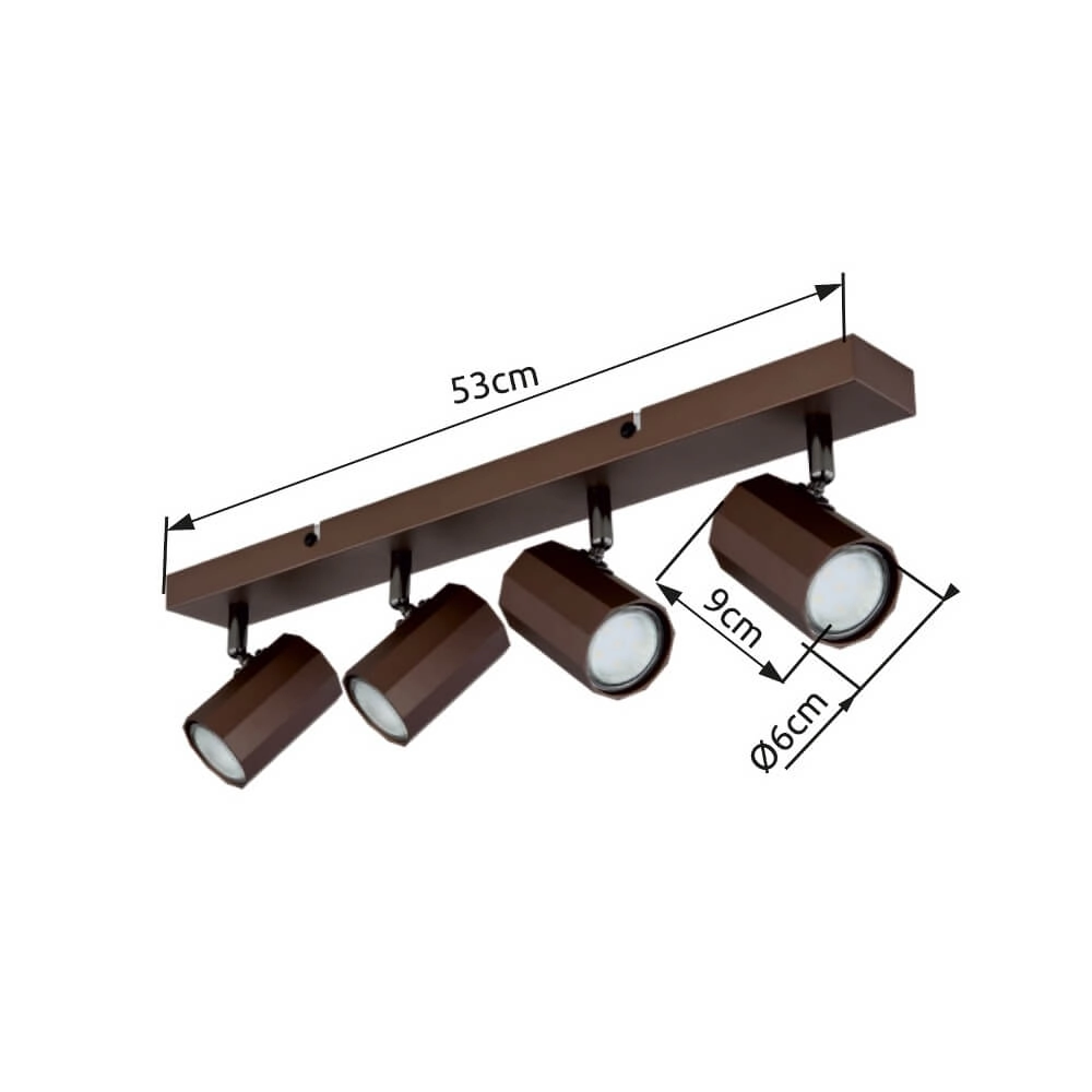 Bronze ceiling lamp James 4-light Globo 9007371456888