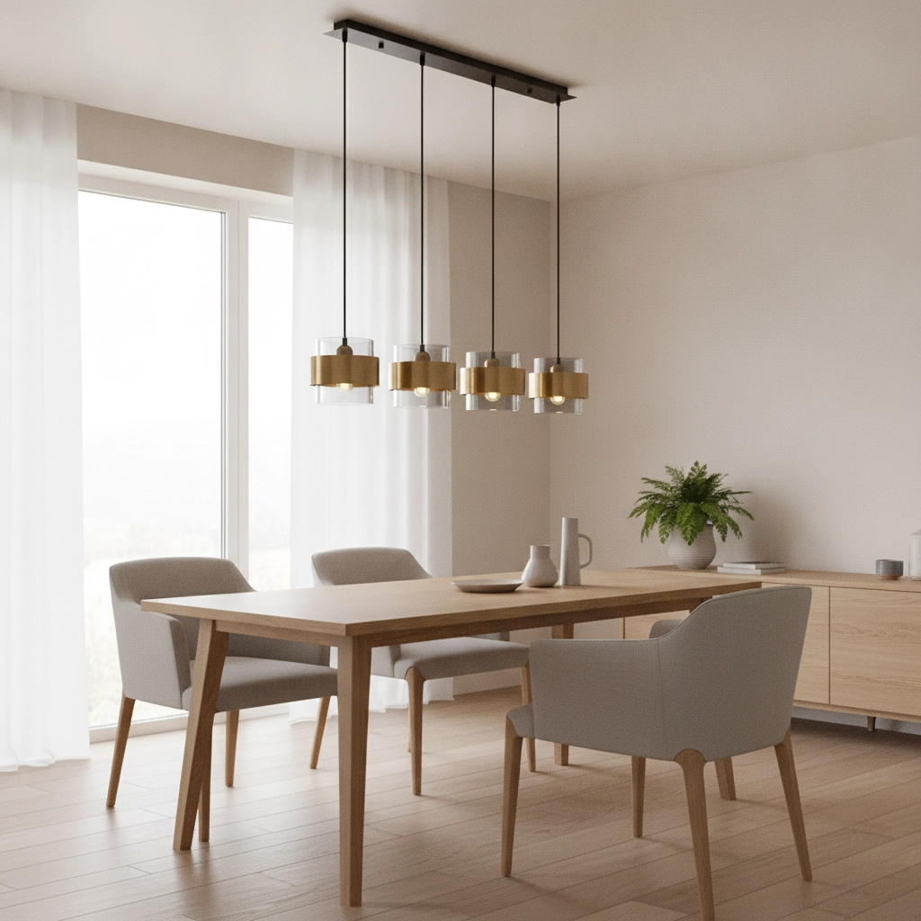 Pendant lamp Sianna 4-light straight black and gold