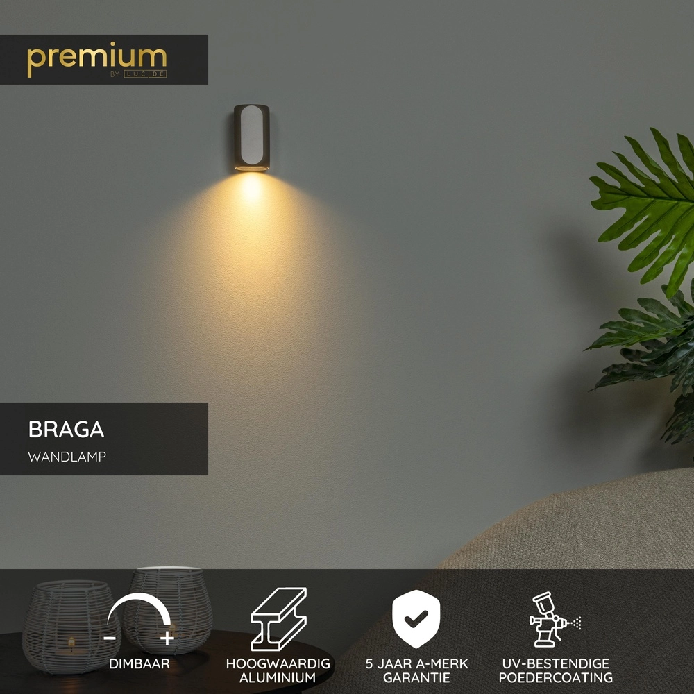 Champagne wall spot Braga down - 1x GU10 Premium by Lucide 5411212234360