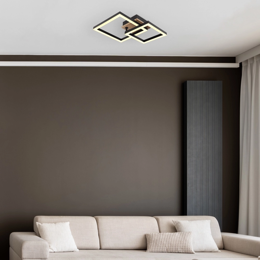 Ceiling lamp Bard black with wood Globo 9007371455188