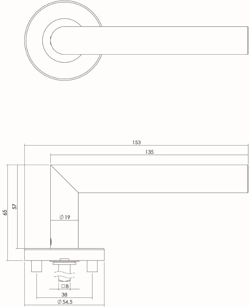 Door handle Hoek 90 rosette stainless steel EN1906/4 Intersteel 8714186142325