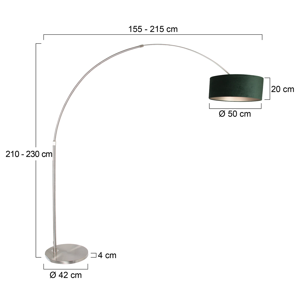Arc lamp Sparkled Stainless steel with velor green hood Steinhauer 8712746145946