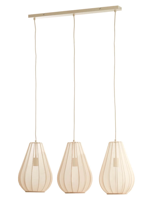 Japandi pendant lamp Itela 3-light cream 80cm Light & Living 8717807702779