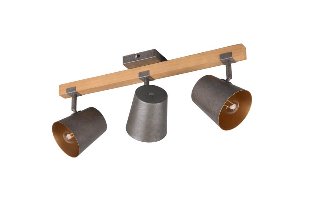 Spot Bell 3-light antique gray with wood