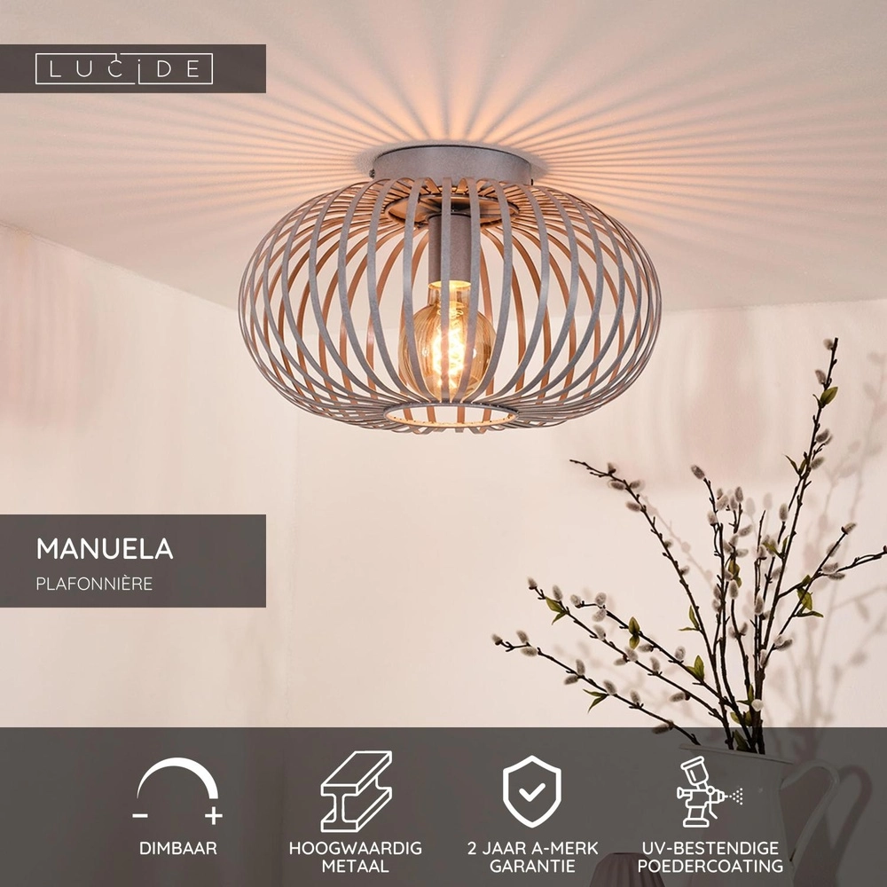 Ceiling lamp Manuela Ø 39.5cm grey Lucide 5411212782588