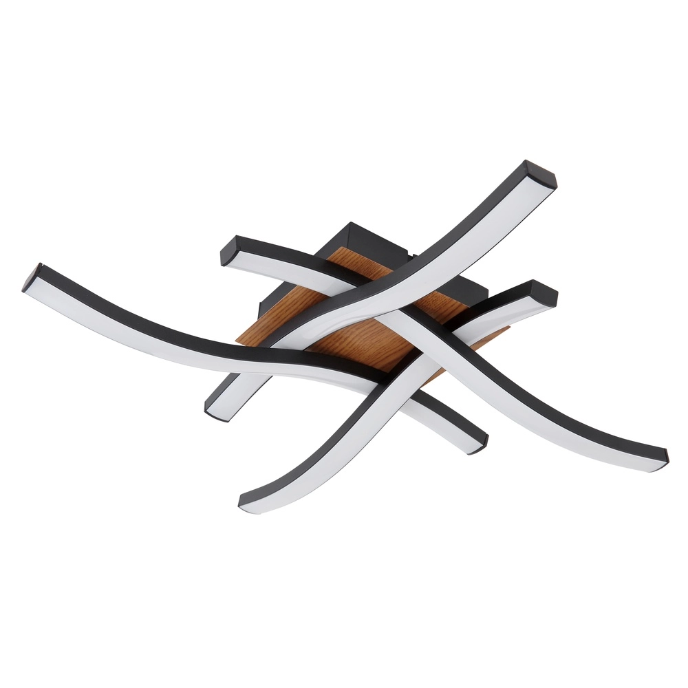 Ceiling lamp Evita black with wood Globo 9007371419173