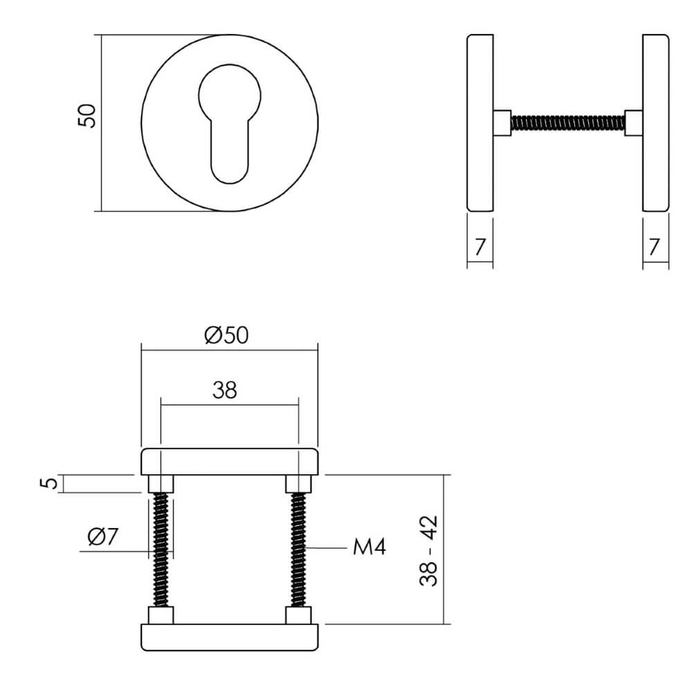 Set of 2 Cylinder Rosettes Tira Round Black Aluminum Intersteel 8714186653944