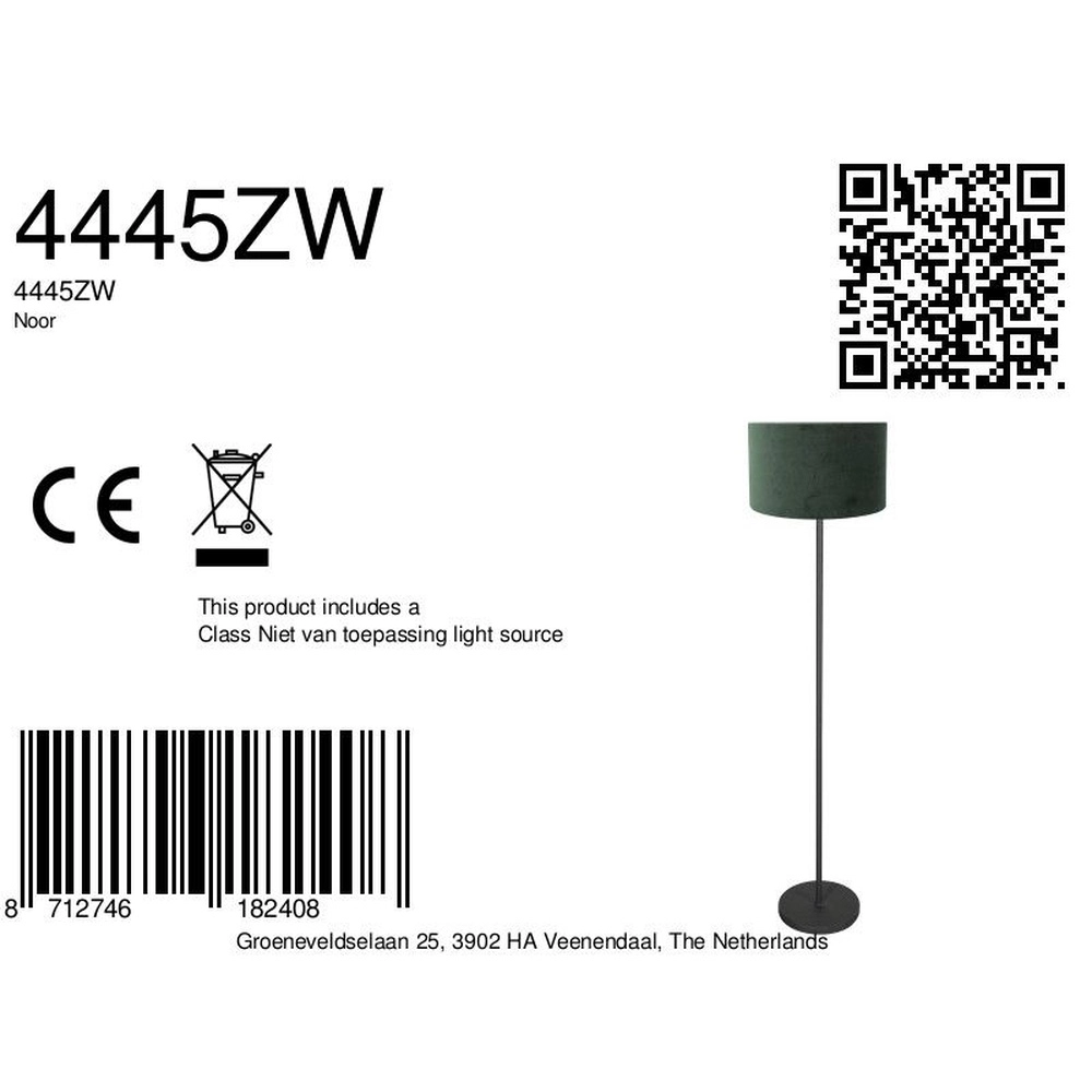 Black floor lamp Noor with green hood Steinhauer 8712746182408