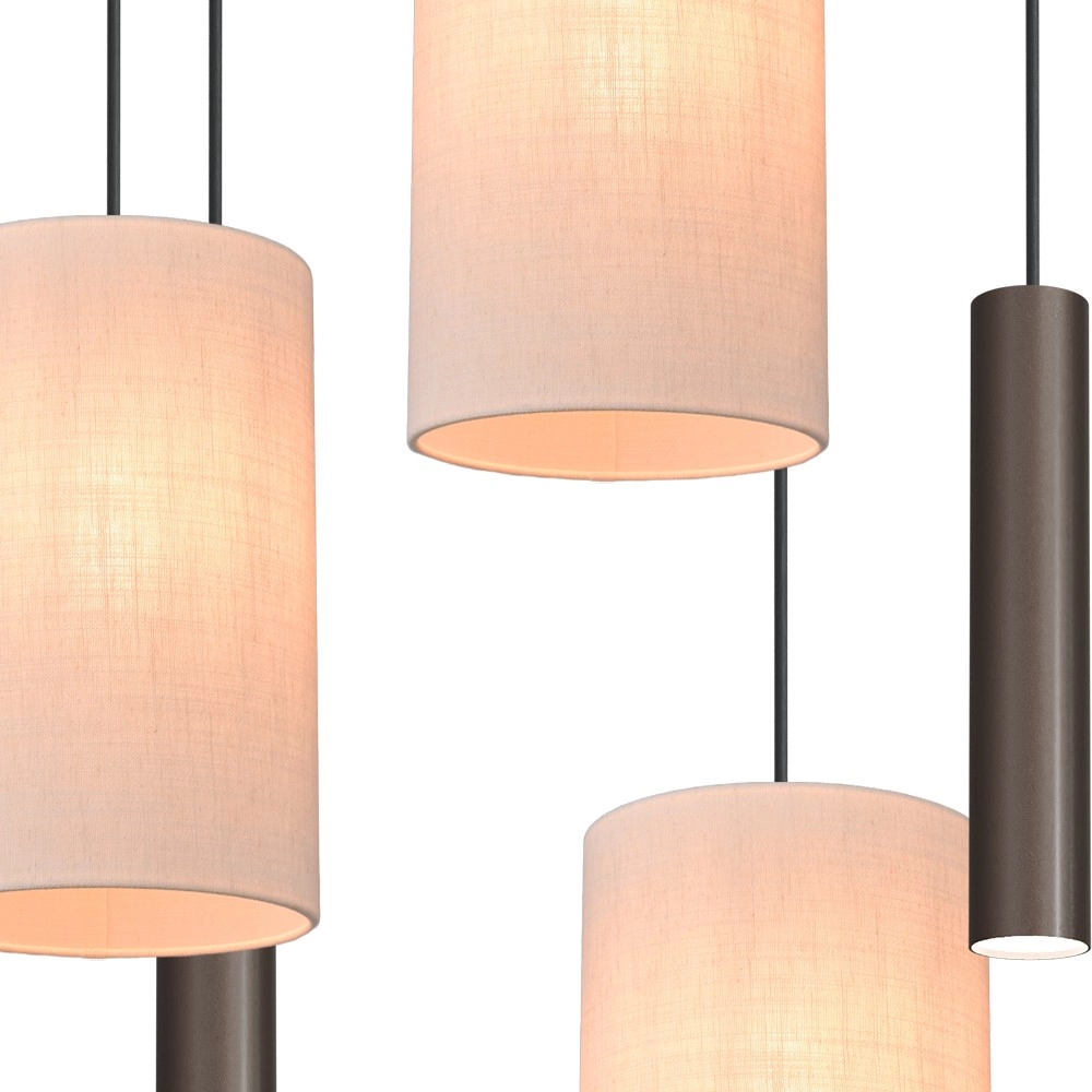 5-light pendant lamp Lisbourg Cocoa with off white cap Masterlight