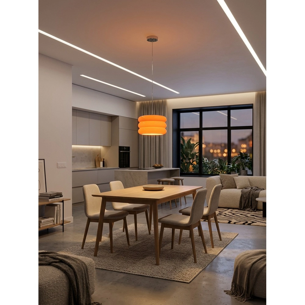 Design pendant lamp Tortora chrome with orange Ø 30cm